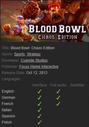 Blood Bowl: Chaos Edition Steam - Click Image to Close